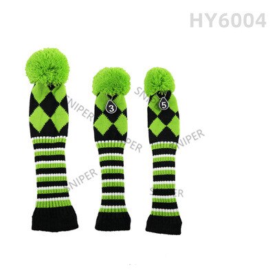 Golf Hout Club Cover #1/#3/#5 Driver/Fairway Hoofd Covers Pom Pom Gebreide lange-Hals Sok Stijl Golf Headcovers: 3pcs green