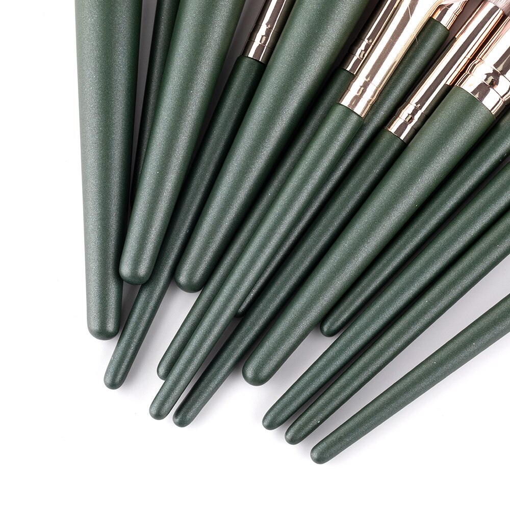 Rancai 14 stuks make-up kwastenset crochas maquillaje green large losse poeder hoogglans oogschaduw foundation contour synthetihair
