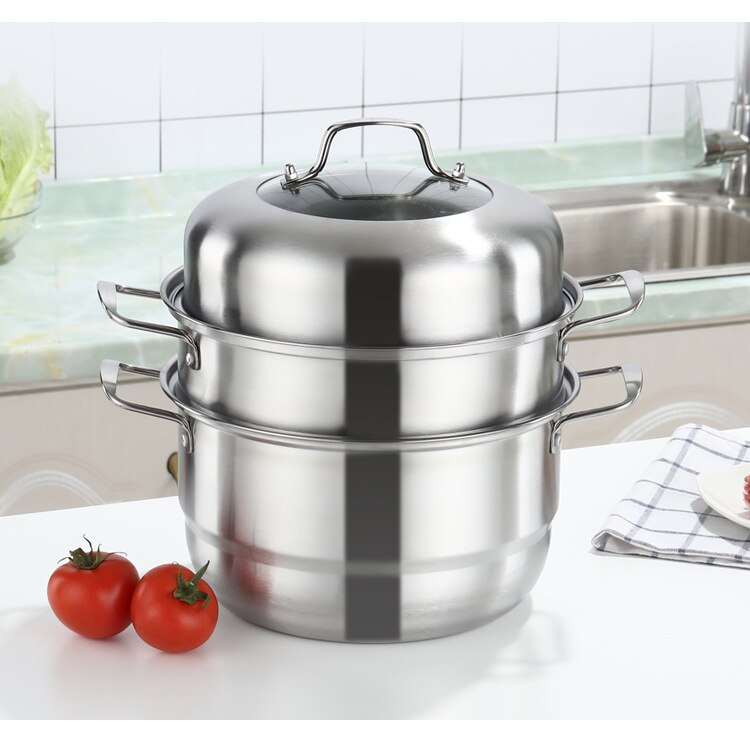 1 ud. Olla de vapor gruesa multicapa de acero inoxidable olla de vapor Universal para cocinar a Gas olla de vapor OK 1149