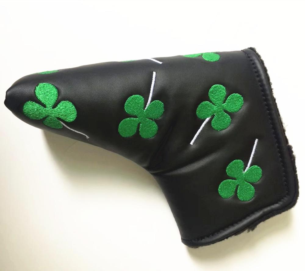 White Four Leaf Clover Thick PU Golf Headcover Putter Cover Blade Golf Head cover For Golf club