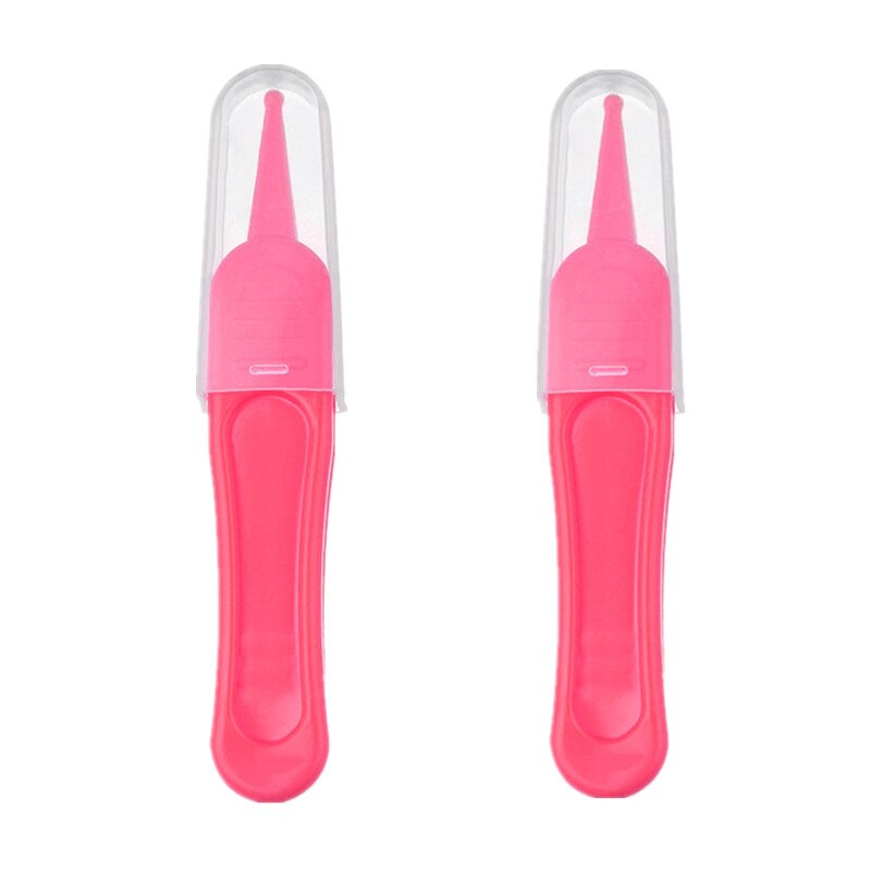 2 unids/lote pinzas de limpieza obtusa de seguridad para la limpieza del bebé moco de cera para los oídos pinzas de suciedad para el ombligo cuidado diario de enfermería para bebés: 2pcs pink