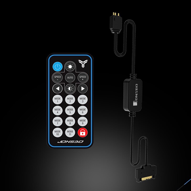 JONSBO 5V 3Pin AURA RGB Controller SATA Power Supply Memory Light Stripe Remote Control for PC Case Lighting Memory Cooling Vest