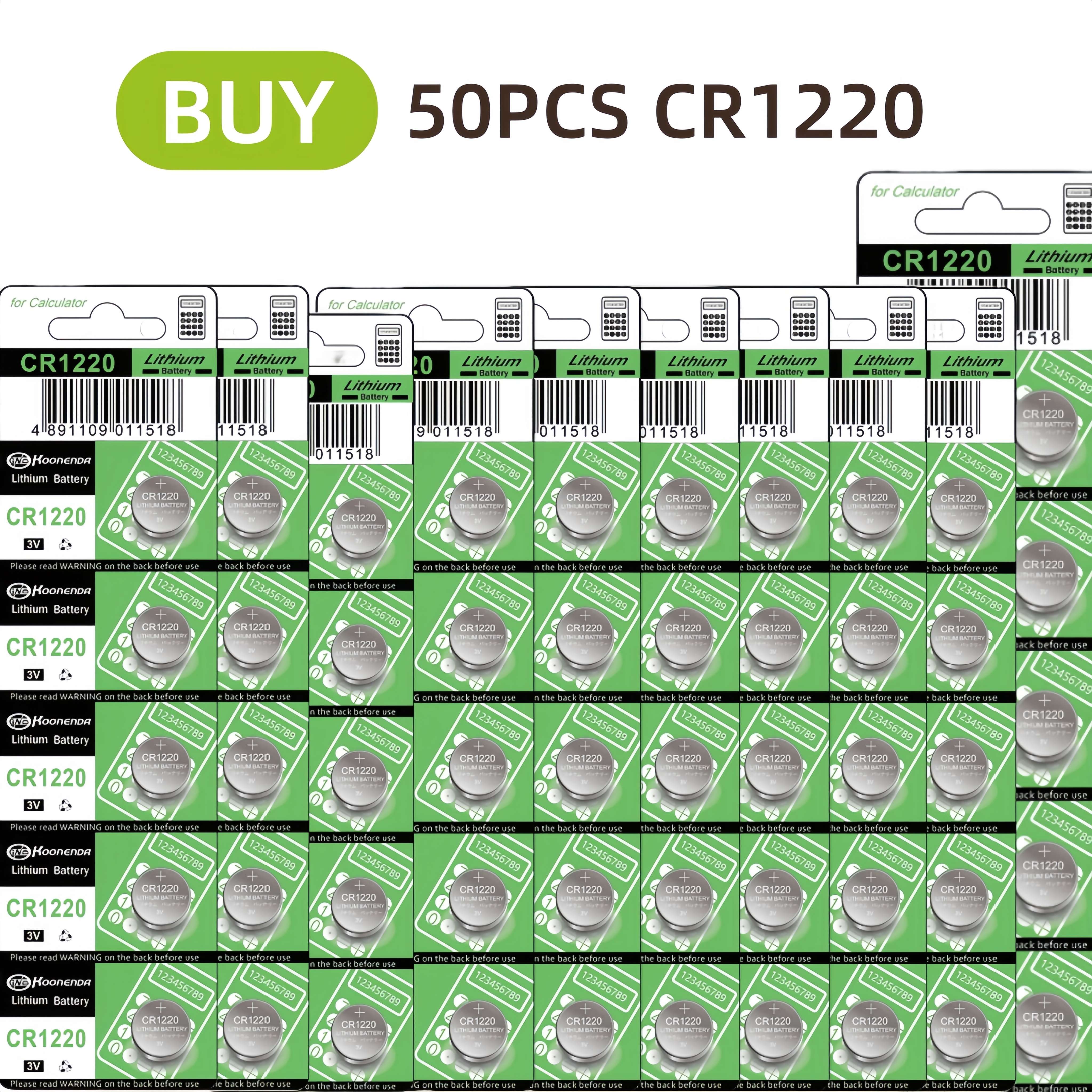 5-50 langlebige  cr1220 lm1220 br1220 lithium-batterien für uhrenfernbedienungen, tasten 3v taschenrechner 1220 led-beleuchtung und knöpfe (knopfzellen): Grün