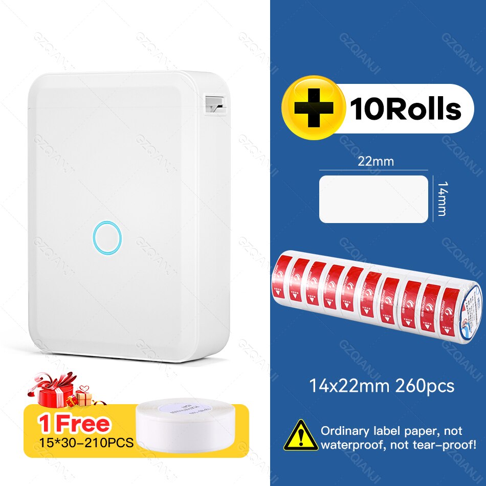 Niimbot Label Printer D110 Mini Wireless Protable Mobile Printer with 1 Roll Label Paper Price Tag Printing: Add 10White Label