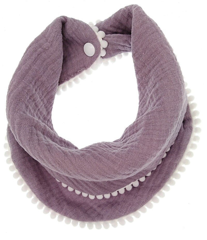 Bibdanna | Katoenen Mousseline Bib | Pompom Bibdanna | Shabby Chic | Baby Meisje | Geslacht Neutrale: light gray