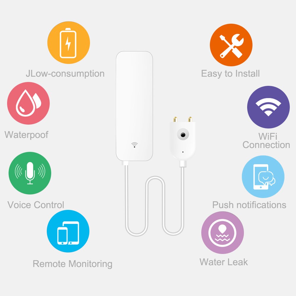 Tuya Smart Wifi Waterlek Sensor Detector Alarm Compatibel Met Smart Leven Klep