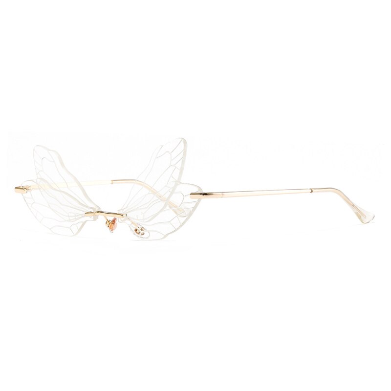 Gafas tipo mariposa sin montura para hombre y mujer, anteojos de sol femeninos con de libélula, de color rosa, con protección UV400, a la: 04
