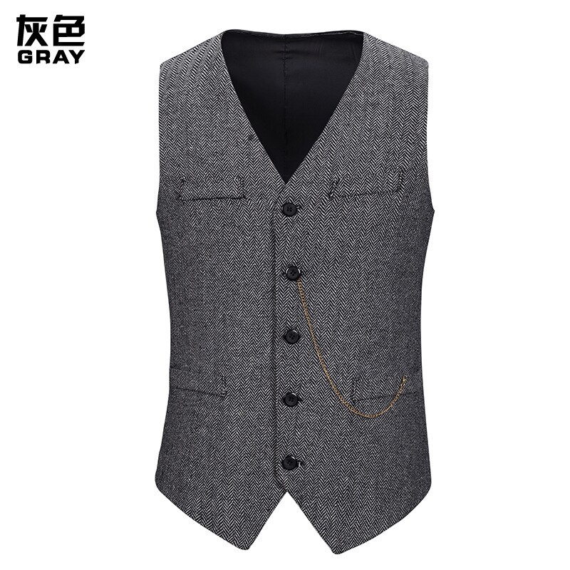 Miamoom Heren Mouwloos Pak Vest Smart Casual Enkele Breasted Vest Voor Mannen Pak Vest: Grijs / S