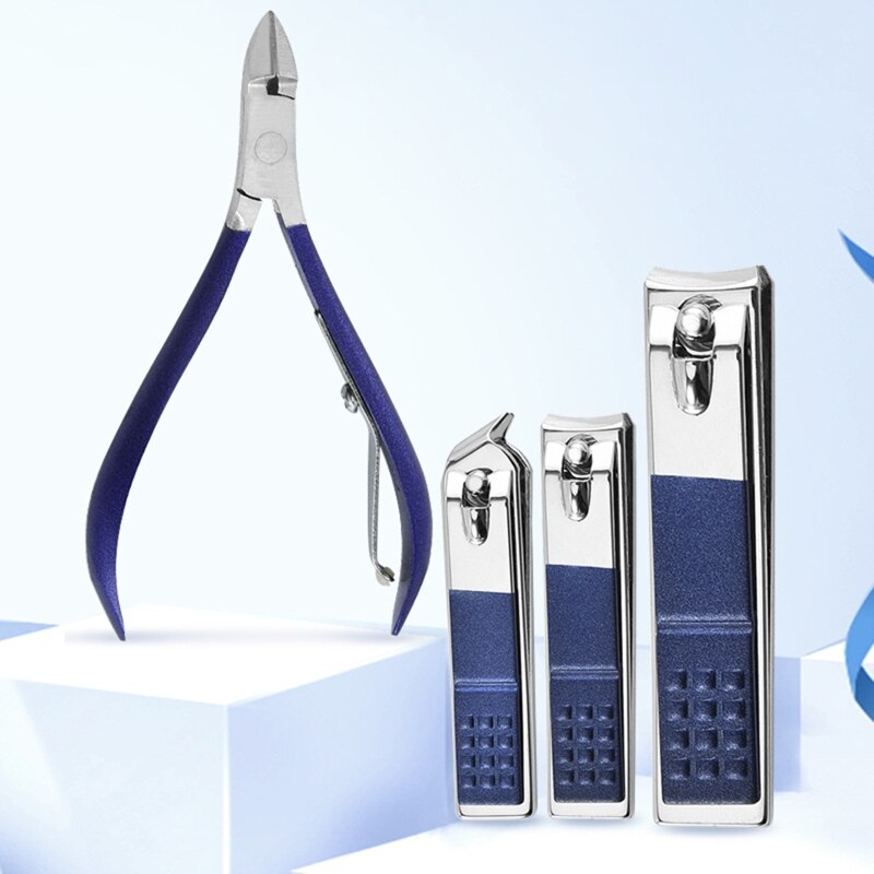 Blue Manicure Tools Set Stainless Steel Nail Clipper Kit of Pedicure Paronychia Nippers Trimmer Cutters