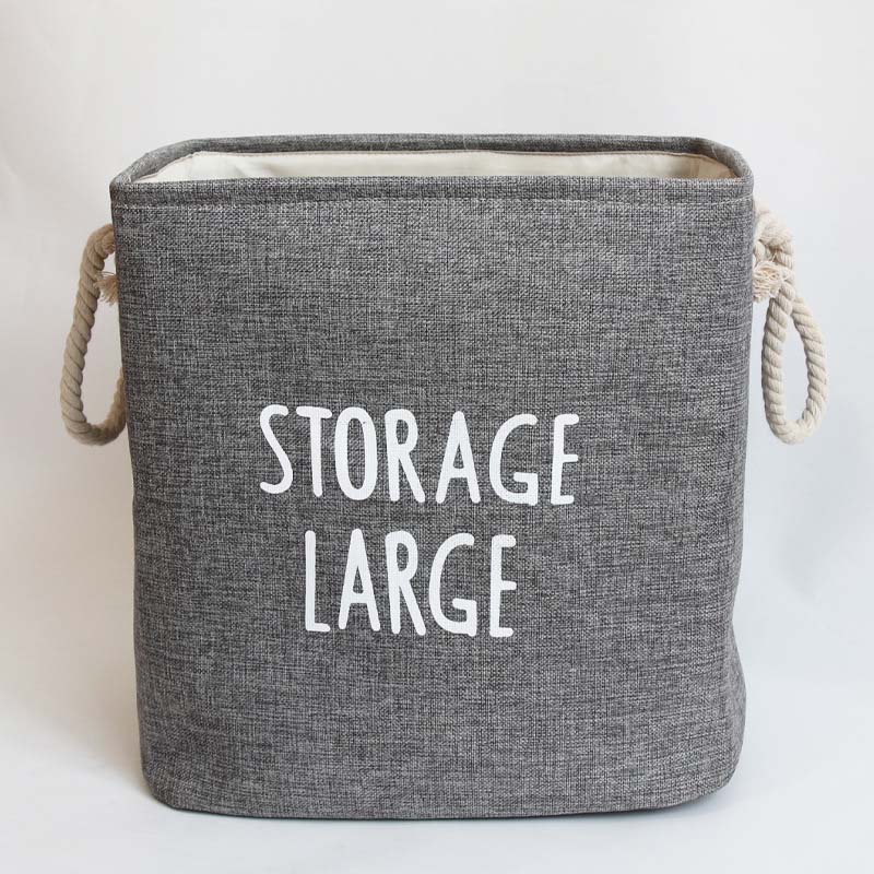 Cesta grande de lino y algodón para la colada, cesto plegable para ropa sucia, organizador de almacenamiento duradero, juguetes de habitación para niños, 2 tamaños: Type2 deep gray
