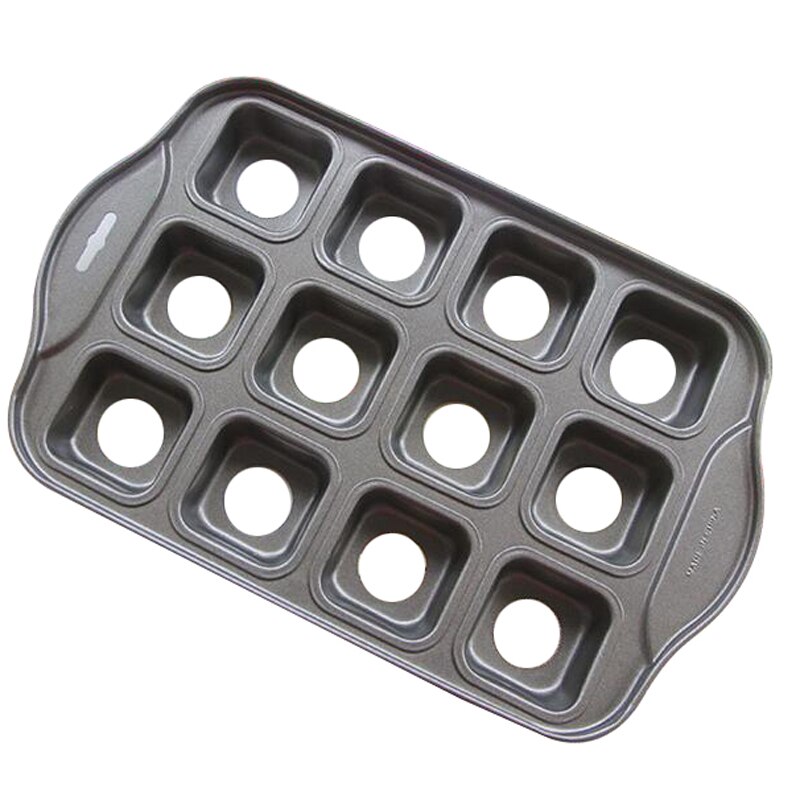Carbon Steel 12 Cavity Baking Pan Non-stick Square Mold Cake Cupcake Muffin Bread Tray Biscuit Cookie Dish Baking Pastry Tools