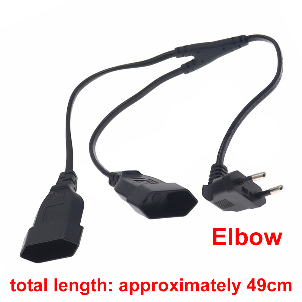 Cee7/16 Eu 2 Prong Man Naar Vrouw Dubbele Output,2 Manieren Uitlaat Verlengsnoer Europese M/F Power Splitter Kabel 49Cm