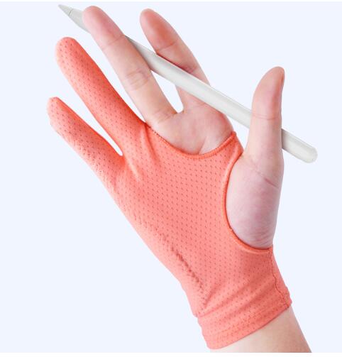 Guante de dibujo de artista para cualquier mesa de dibujo gráfico, 2 dedos antiincrustantes, guantes de dibujo negros para mano derecha e izquierda, 1 ud.: Negro