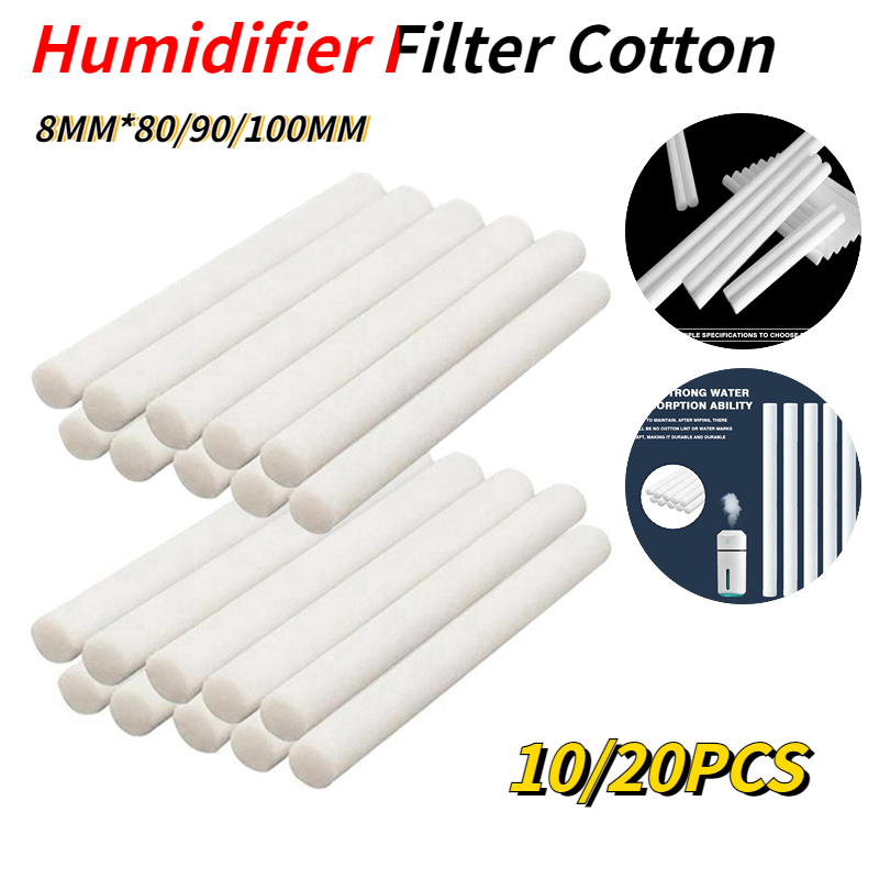 10/20 Stuks 8Mm Luchtbevochtiger Filter Katoenen Wattenstaafje Kern Usb Lucht Ultrasone Luchtbevochtiger Aroma Diffuser Vervanging Katoen Spons Stick