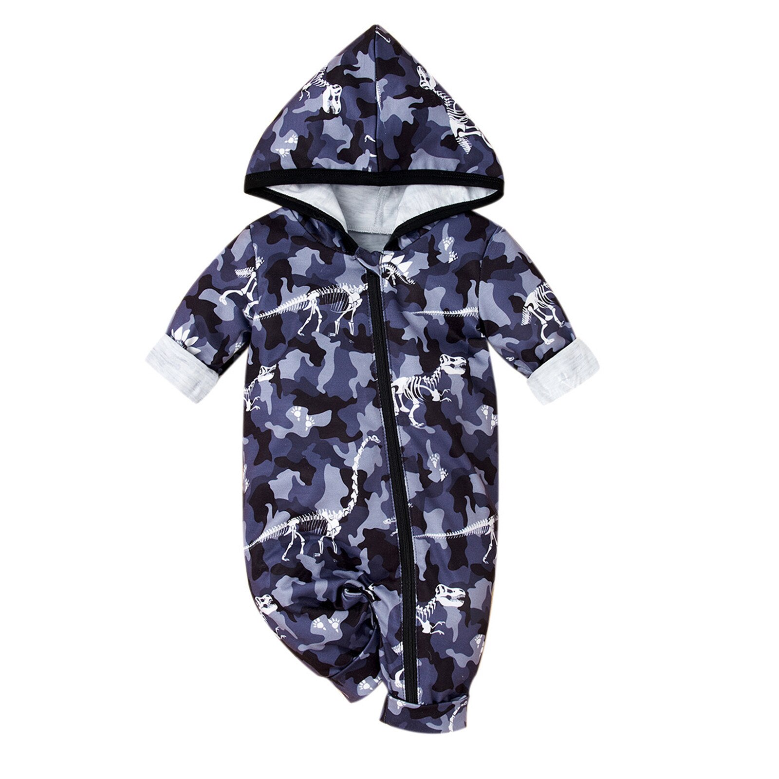 Bata infantil para bebé, niño y niña, de invierno, manga larga, abrigo de camuflaje con cremallera, chaqueta con capucha, pelele, ropa de bebé: BU / 0-3 Months