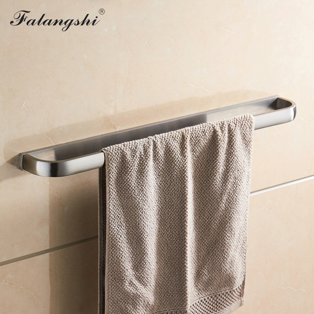 Falangshi messing enkelt håndklædestang håndklædeholder sort / hvid / gylden / krom væghåndklædebøjle badeværelse tilbehør  wb8704