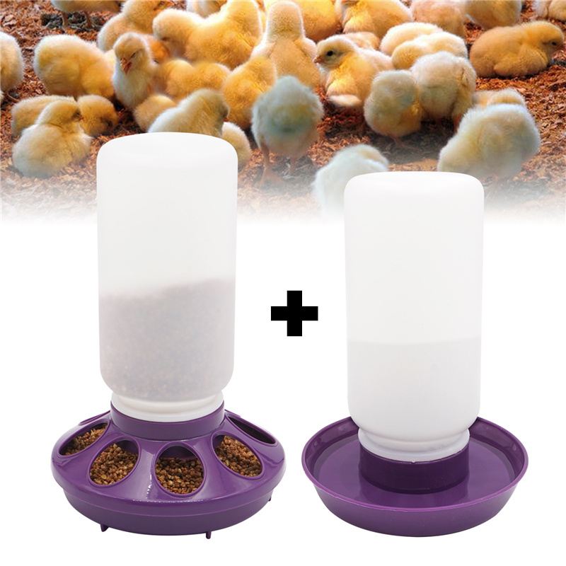 alimentador y bebedero grueso para aves de corral, dispensador automático de agua y comida para pollos, bebedero para pollitos, contenedor de Cubo de alimentación de 1L: Verde