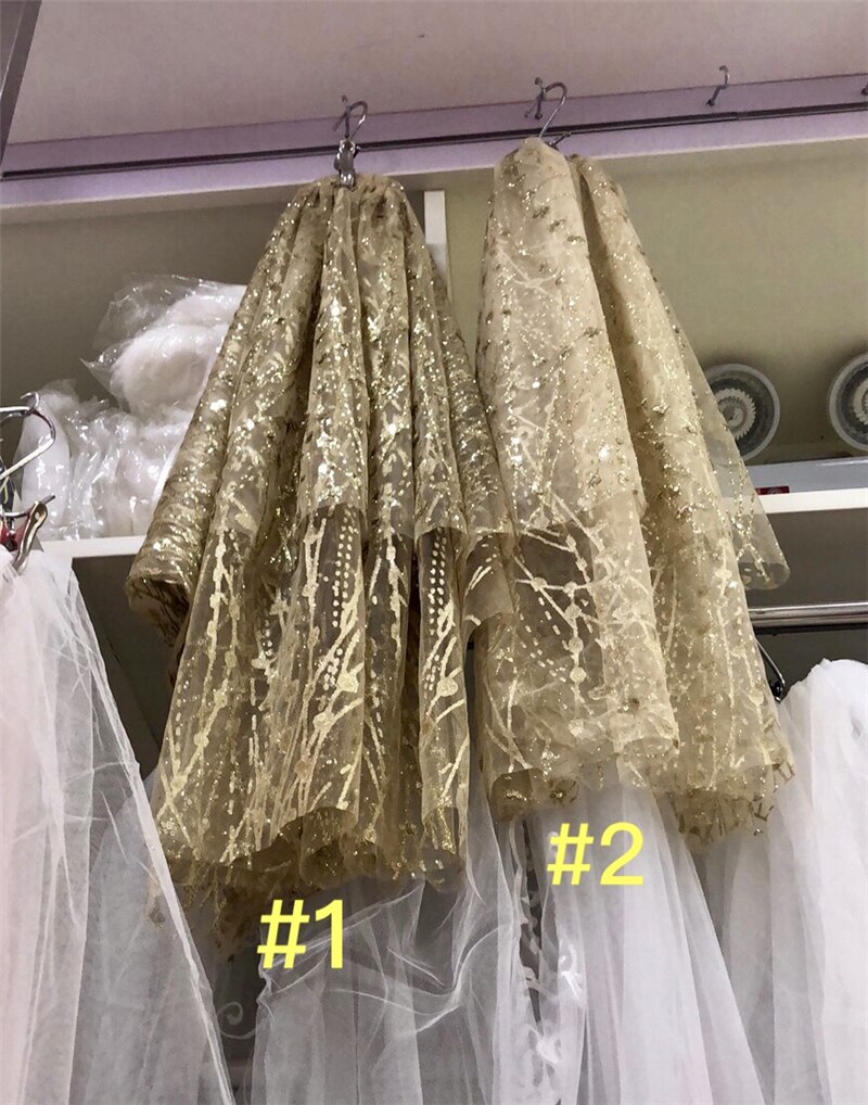 Velo de novia ostentoso con peine, velo de novia de dos capas, lentejuelas doradas blancas, brillantes, longitud del codo, accesorios de novia: Gold---Style2