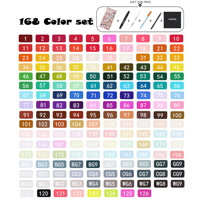 TouchFIVE Dual Tips Art Sketch Twin Marker Pens 36 48 72 80 168 Colors Alcohol Based Ink Art Markers for Student and