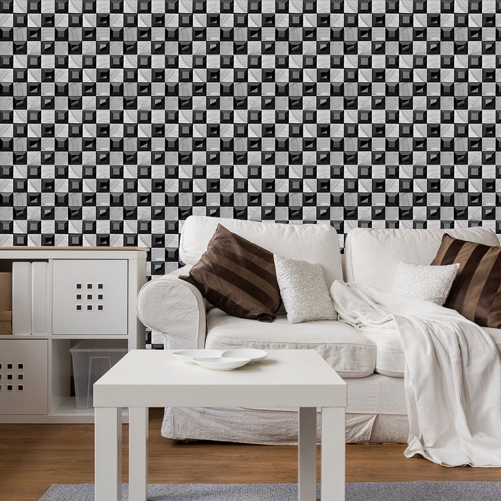 10pcs Marble Mosaic Tiles Wall Sticker Transfers Flat 2D Printed Covers For Kitchen Bathroom Peel &amp; Stick Waterproof Art Mural