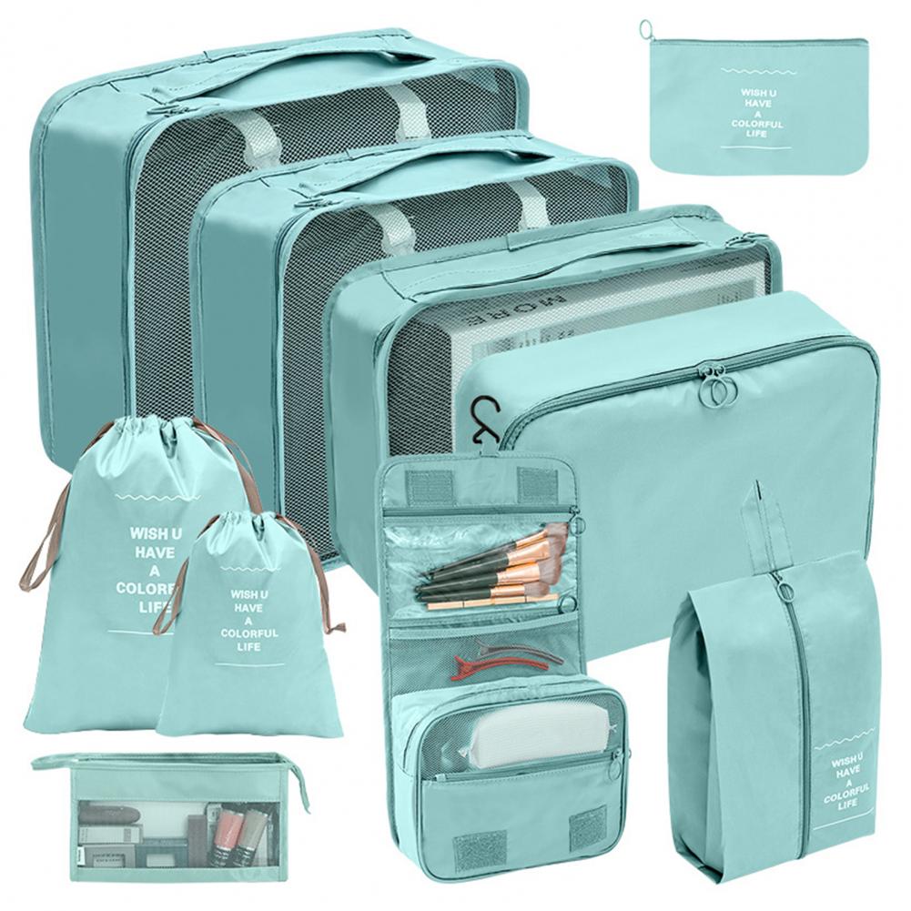 10 stuks / set reistassen organisator opslag kleding reisbenodigdheden verpakking kubussen reisaccessoires multifunctionele set: Blauw