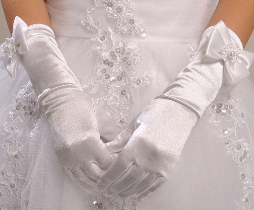 1 par de guantes de lazo de encantadora de boda para niñas y flores, accesorios de comunión para ceremonia, guantes para niños