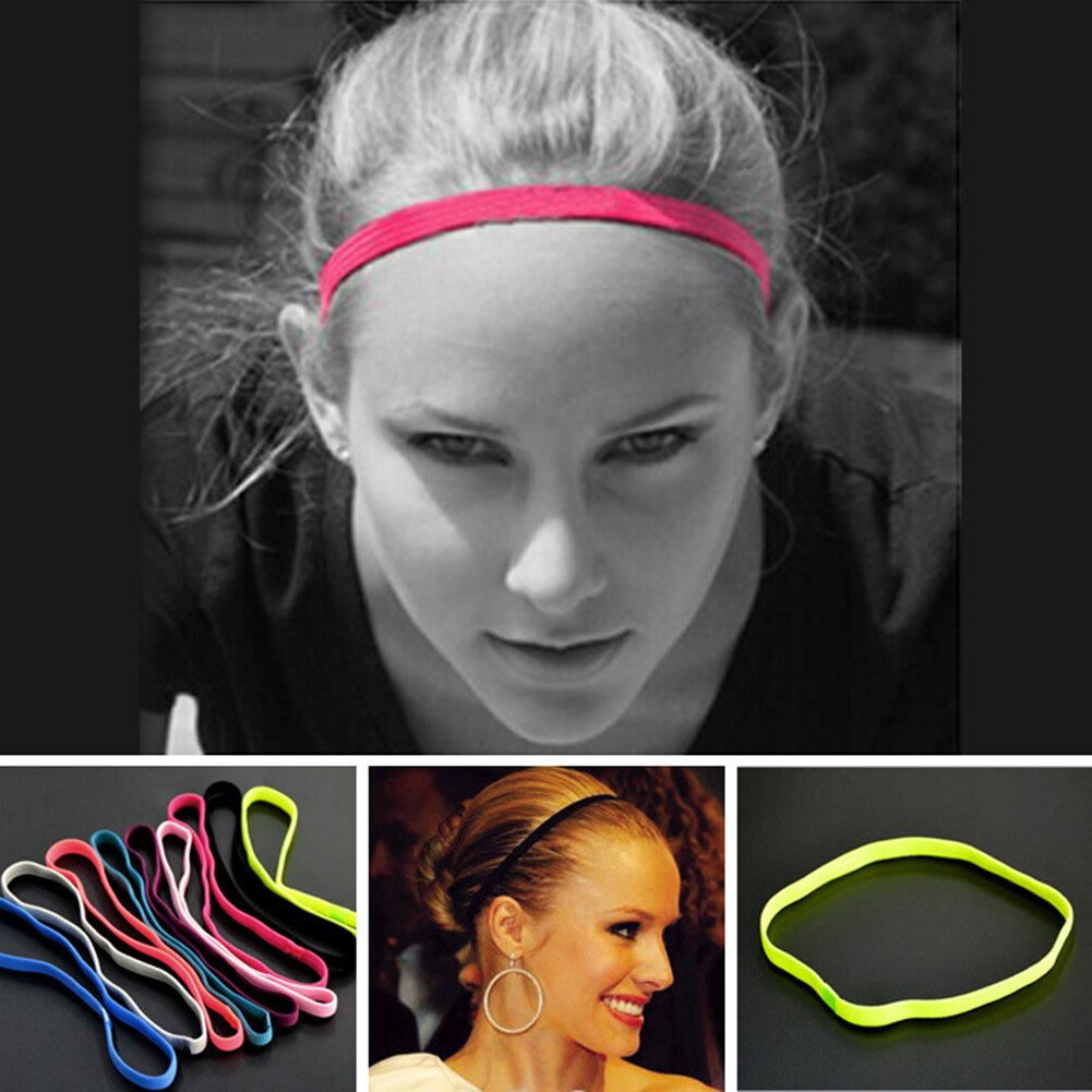 1Pc Women's Men's Candy Color Wide Sports Yoga Stretch Hairband Running Anti-Slip Elastic Headband Hair Band Running Sweatband