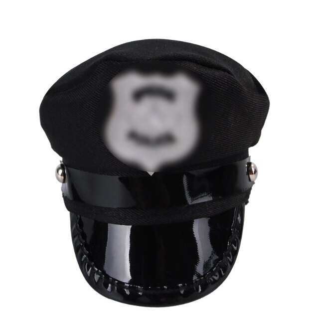 Sombrero de disfraces para mascotas, disfraz de perro, Halloween, policía, Pirata, Capitán Sailor, sombrero de perro de poliéster, utillaje de fotografía de: black hat
