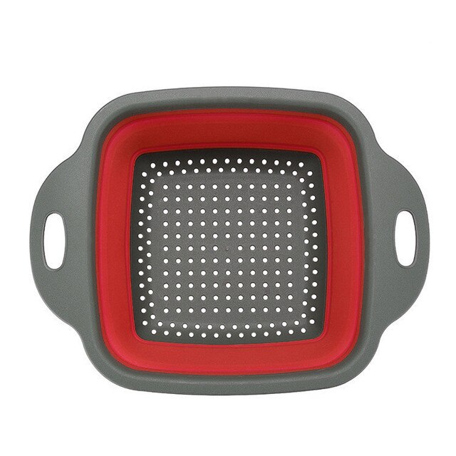 Colador plegable para lavar frutas y verduras, cesta, escurridor de platos de silicona, escurridor plegable, herramienta de almacenamiento de cocina: red / 22X29cm