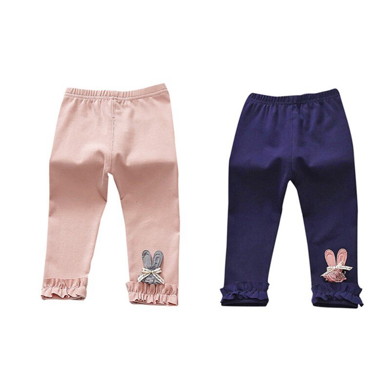 Baby Girl Stretch Leggings Pants Spring and Autumn Toddler Child Skinny Trousers pink color Rabbit Pattern Pants u