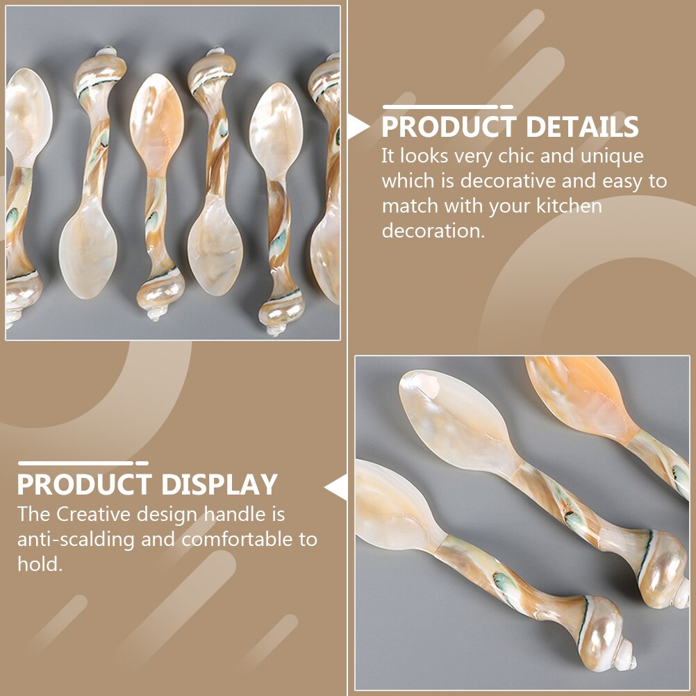 Cuillère de cuisine délicate, cuillère d&#39;assaisonnement Unique en forme de conque naturelle