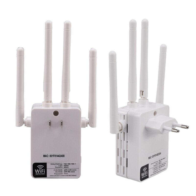 AC 1200Mbps Wireless Wifi Repeater 2.4G / 5G Dual Band Wifi Signal Amplifier