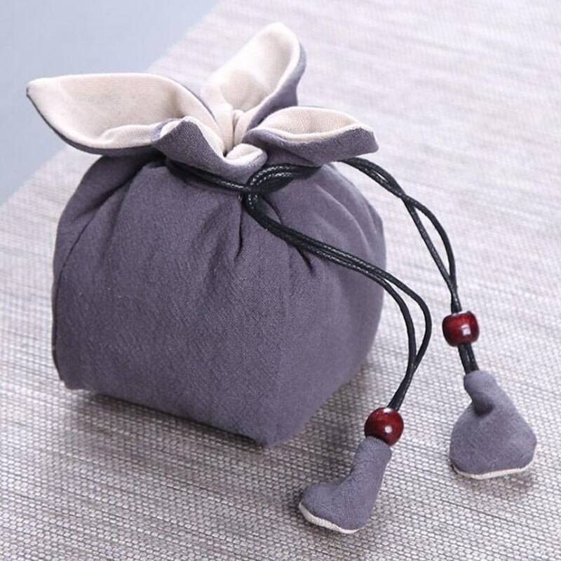 10 Stuks Doek Tas Thee Cozies Voor Theepot String Draagbare Katoen Linnen Thee Cups Lege Stof Opbergtas: grey