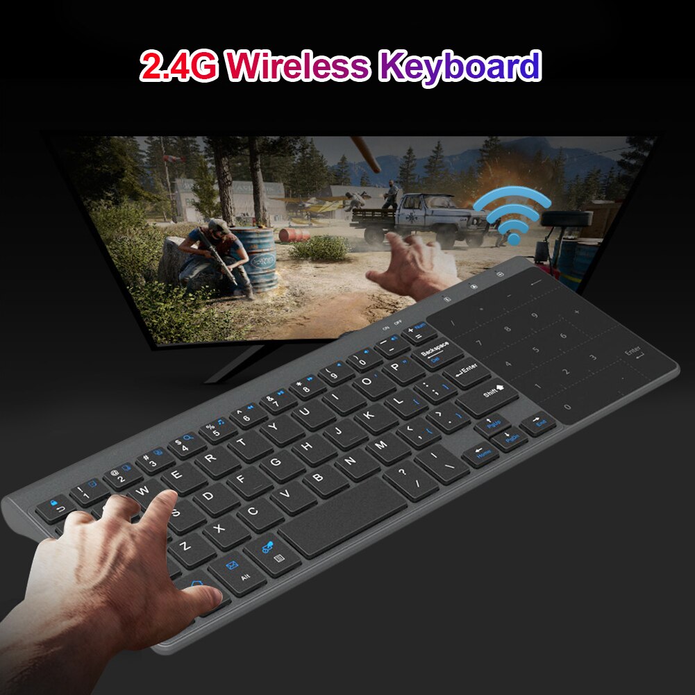 Wireless Keyboard Mini Bluetooth Keyboard 2.4GHz Wireless Keyboard with Touch Numeric Pad 59 Keys Ultrathin PC Keyboard