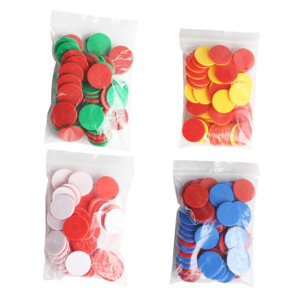 50Pcs Dual Color Round Chips Counting Numbers Math Game Counters Teaching Aids