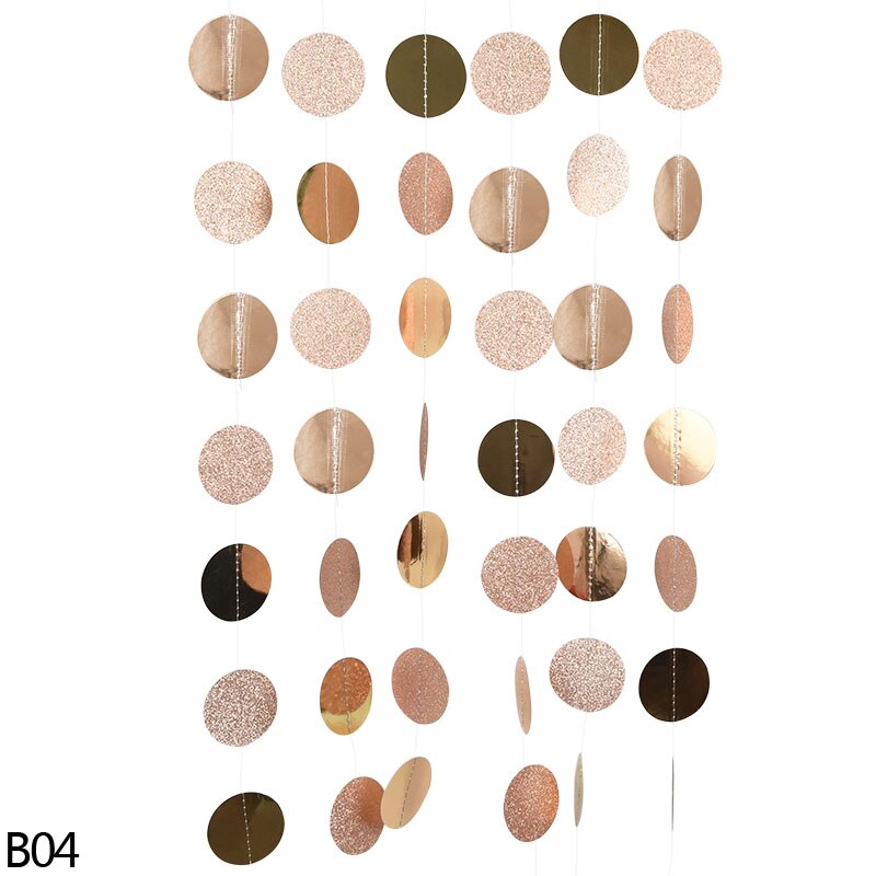 4Meter Silver Gold and Black Paper Circle Garland Round Banner Wall Hanging Garland For Christmas Wedding Birthday Party Decor: B04 champagne