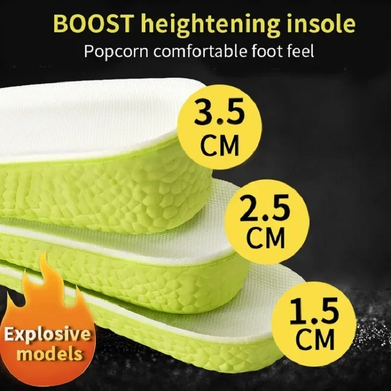 Solette invisibili per aumentare l'altezza Scarpe in memory foam verde Suola traspirante Comoda per uomo Donna Soletta per la cura dei piedi