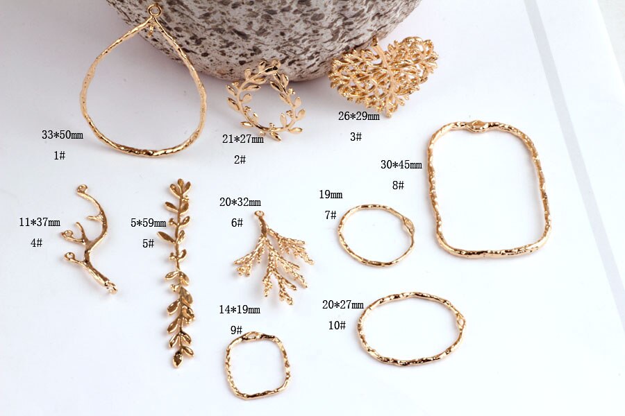 Zuiver Koper Plated 18K Echt Goud Kleur Gewei Bladeren Sieraden Materialen Diy Oorbellen Accessoires Armband Ketting Hangers