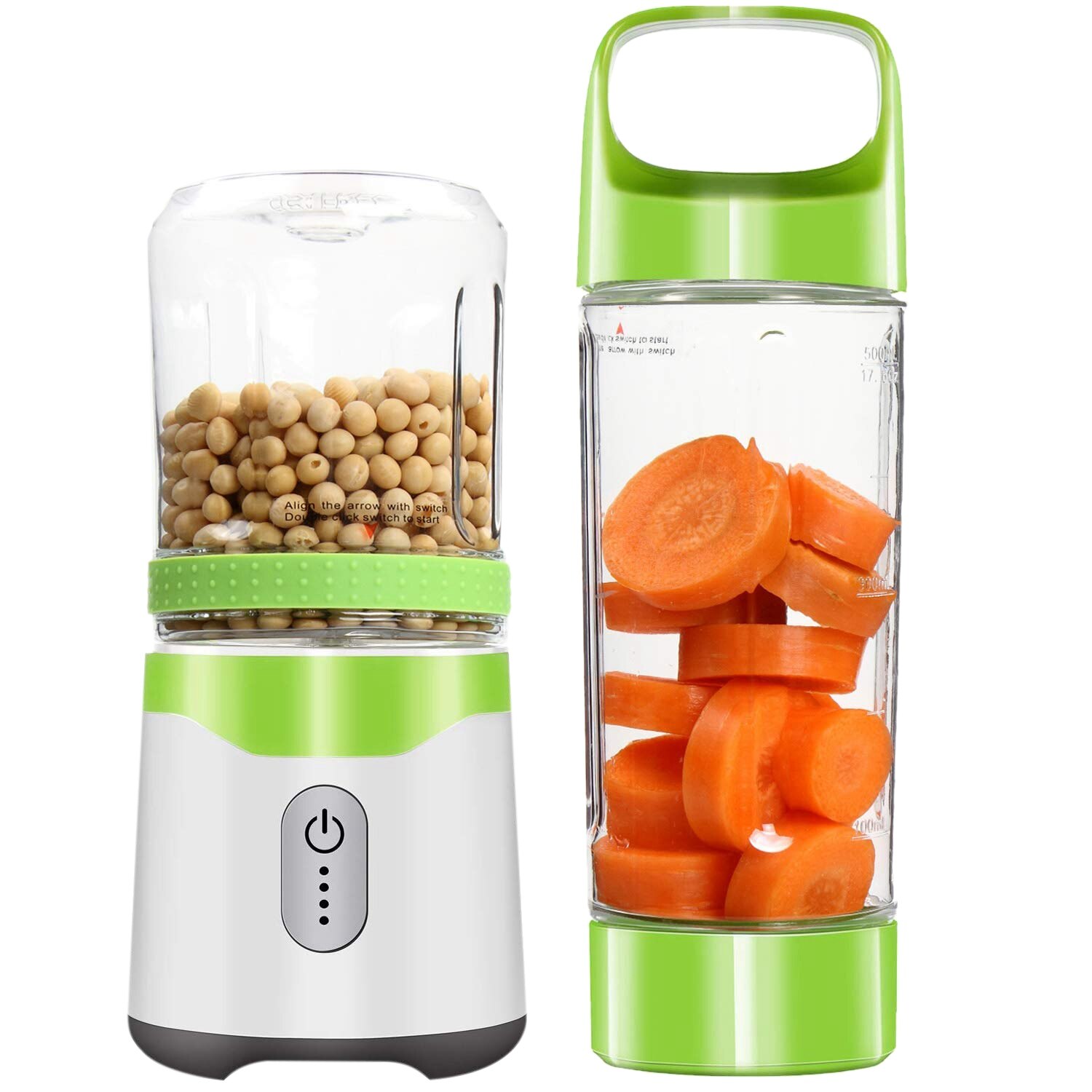 Licuadora Personal portátil, exprimidor de verduras, taza USB, licuadora de zumo, mezclador recargable, licuadora de zumo de viaje para batidos y batidos: Green