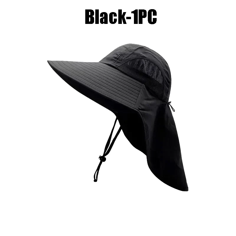 Cappello da sole estivo a tesa larga da uomo con protezione per il collo Cappello da pesca all'aperto Scialle Scialle Denim Copertura per il viso Protezione solare