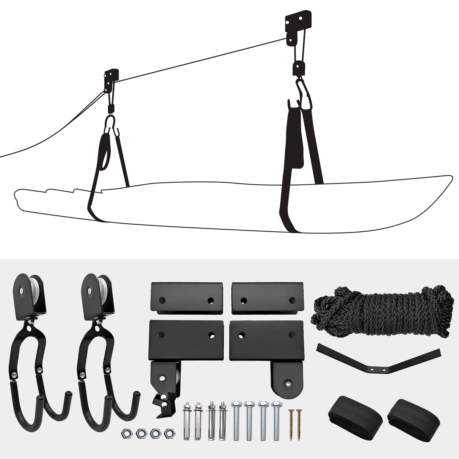 Système de poulie suspendue pour Kayak, support de plafond pour Garage, pour vélo, paddle, canoë, bateau, accessoires: Default Title