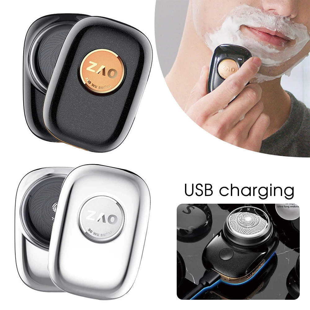 Mini Afeitadora Zao eléctrica portátil, resistente al agua, recargable por USB, afeitadora de barba facial indolora en seco y húmedo para viaje en casa