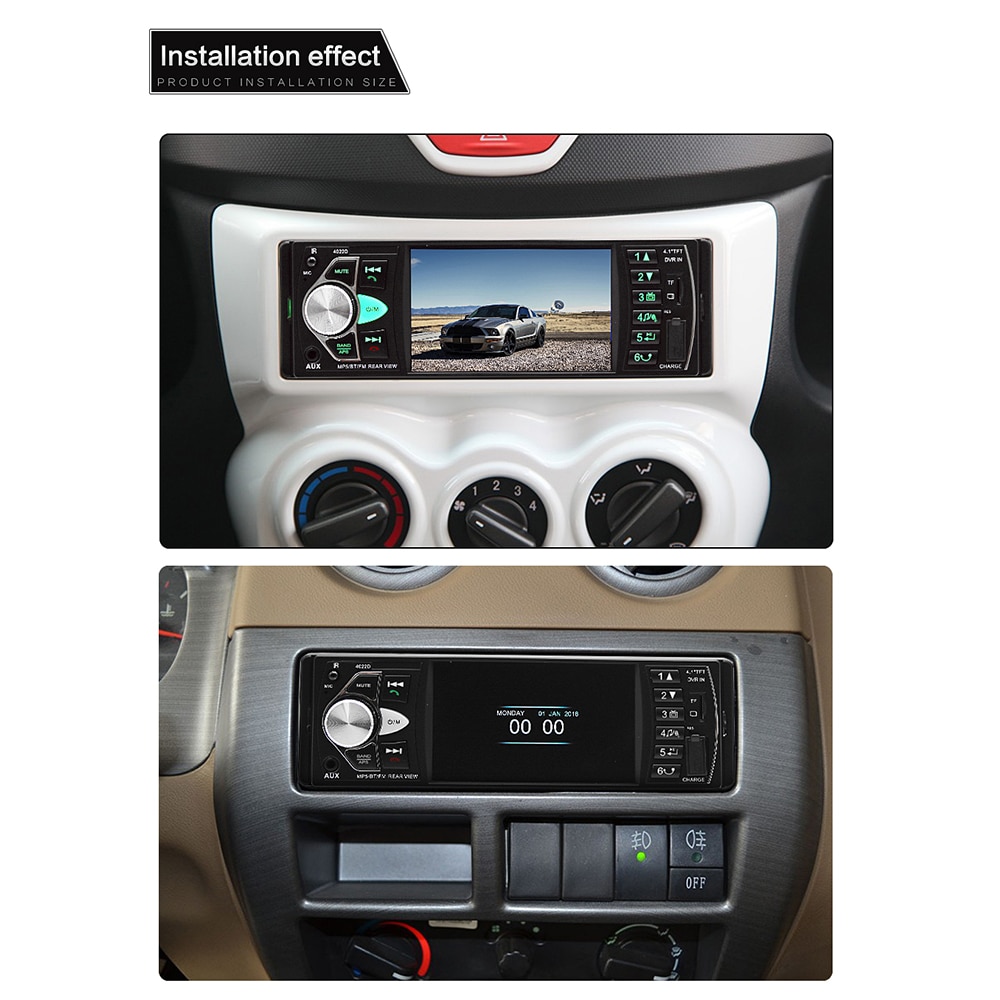 Hikity 4022D 4.1 inch 1 Din Car Radio Auto Audio Stereo autoradio Bluetooth Support Rear View Camera USB Steering Wheel Remote