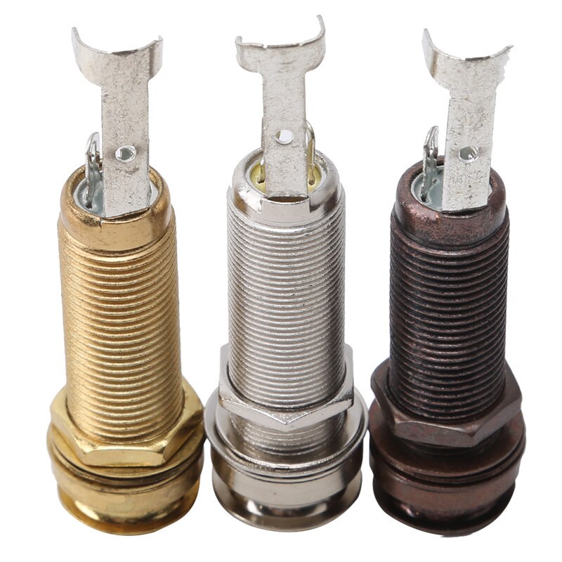 Prise d'extrémité de guitare Jack double prise de voie prises sortie de broche d'extrémité 6.35mm Jack sortie cuivre matériel pour guitare électrique acoustique
