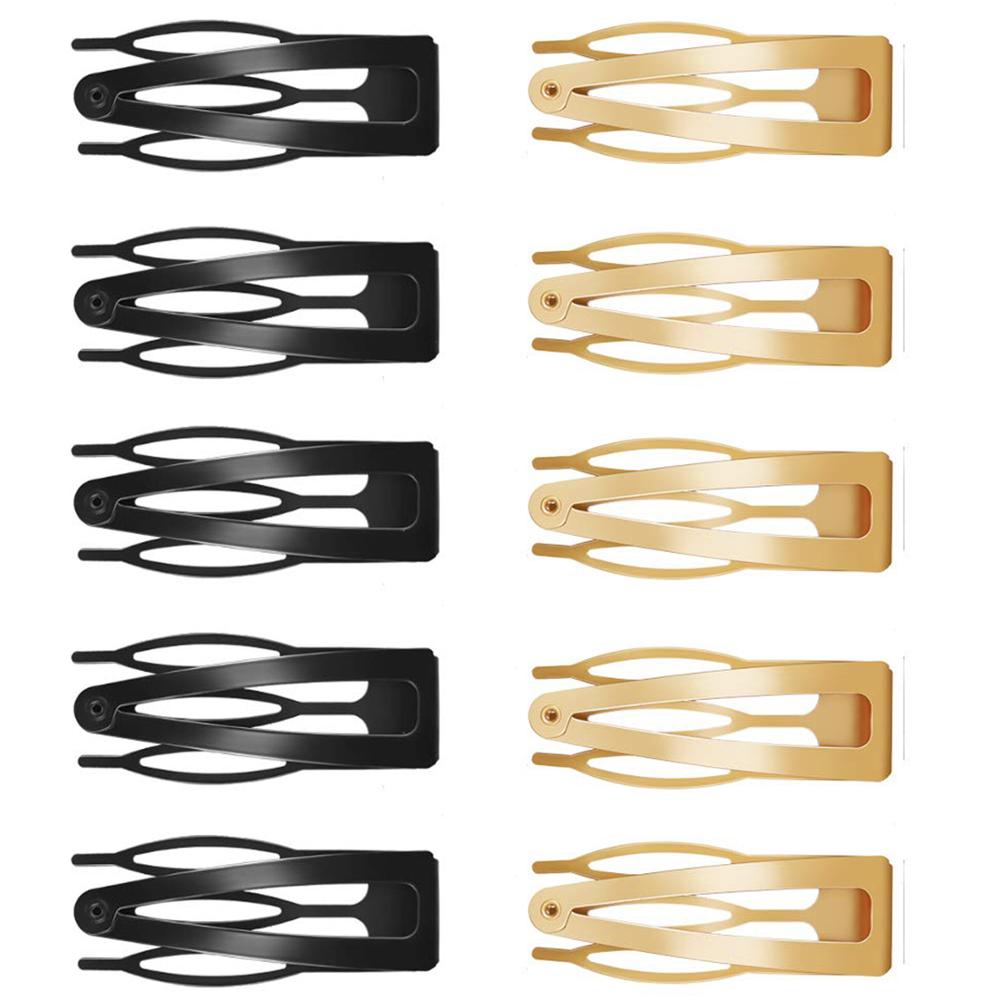 Pinzas para el pelo de doble agarre, pasadores de Metal a presión, herramientas de peinado para mujeres y niñas, accesorios para el cabello, 10 Uds.: black gold