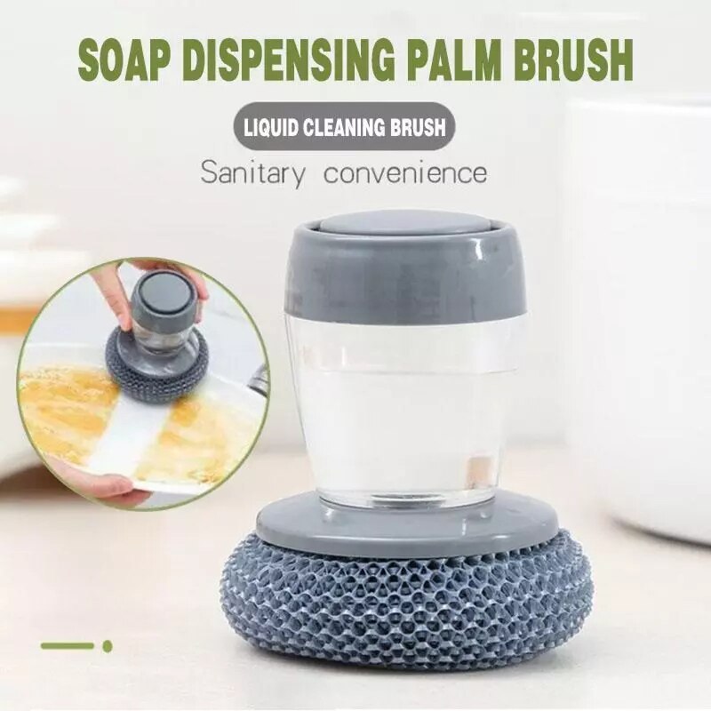 Kitchen Cleaning Brush 2 In 1 Handle Cleaing Brush with Removable Brush Sponge Dispenser Dishwashing Brush Kitchen Tools
