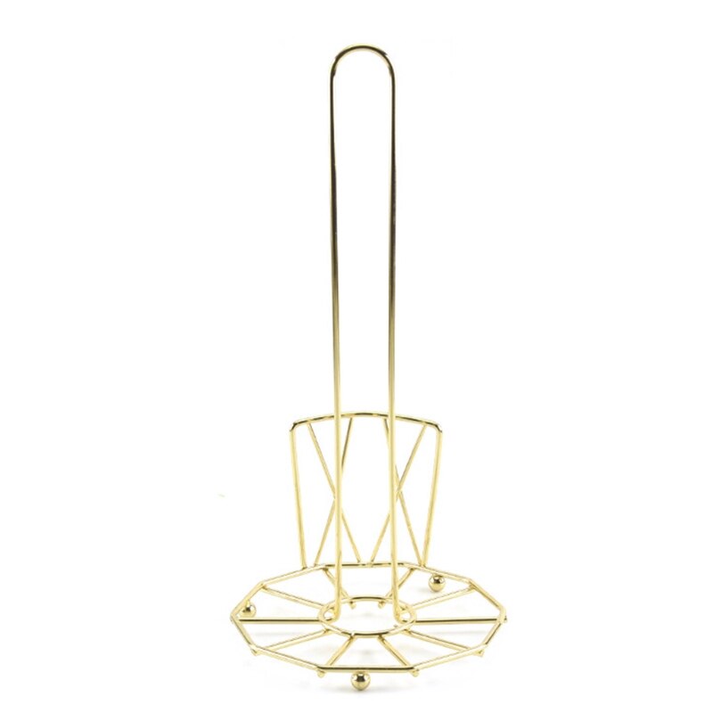 Toilet Tissue Stand Vertical Paper Towel Rack Movable Roll Paper Holder Plastic Wrap Holder for Kitchen Countertop: Gold