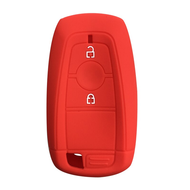 Silicone Key Case Cover for Ford EcoSport - Keyless Fob Shell Skin Keyring Key Chain Holder Protector for Keychain Alarm: red