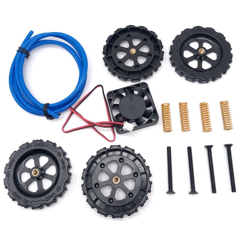 3D Printer Deel Kit CR-10 Bed Moer Compressie Lente Hand Geschroefd Grote Moer Met Ptfe Buis Koelventilator 12V: Blue