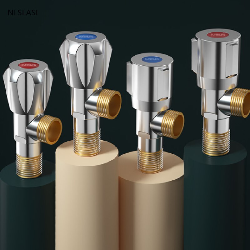 Red and Blue Stainless Steel and Cold Water Valve Flow Control Thread Bathroom Toilet Washbasin Basin Angle Valve
